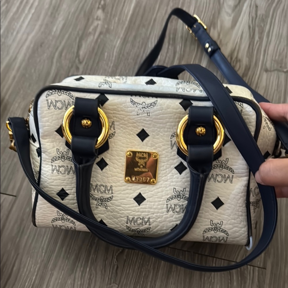 MCM Cream and Black Women's Bag